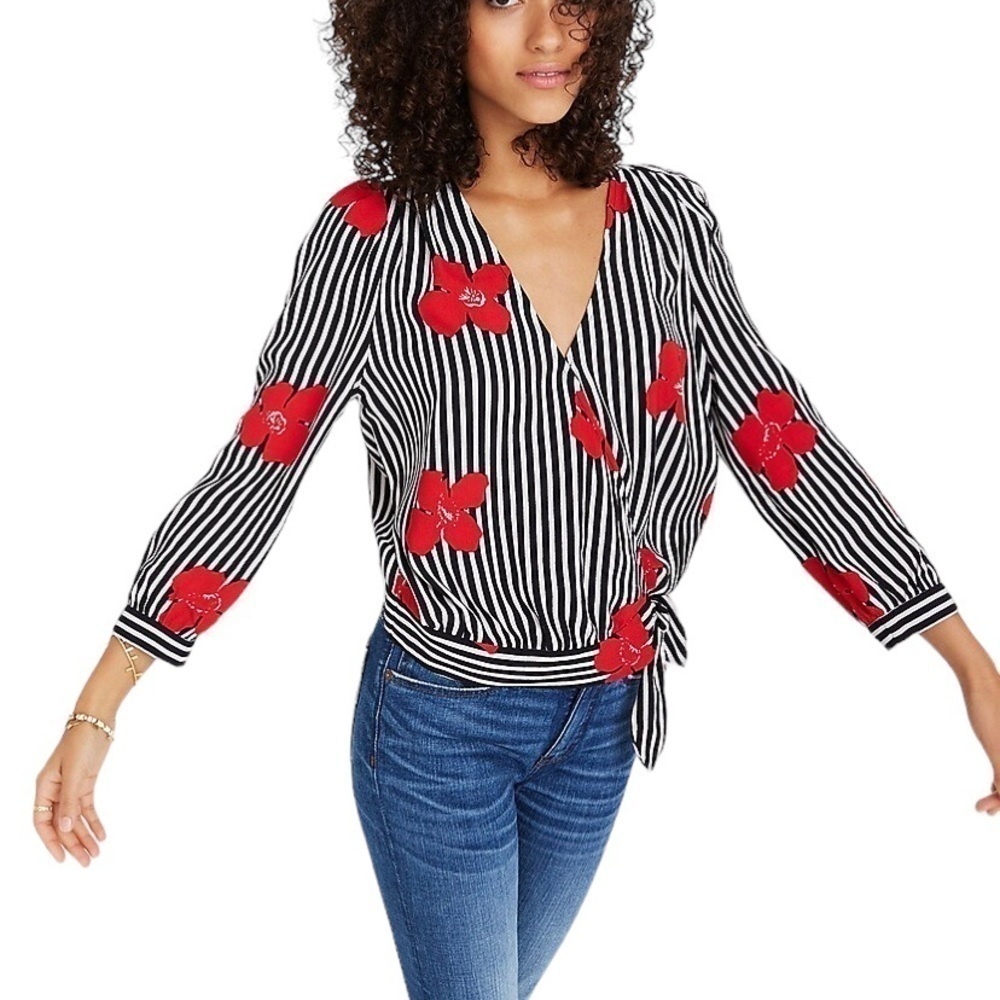 Madewell Wrap Top in Candied Orchids